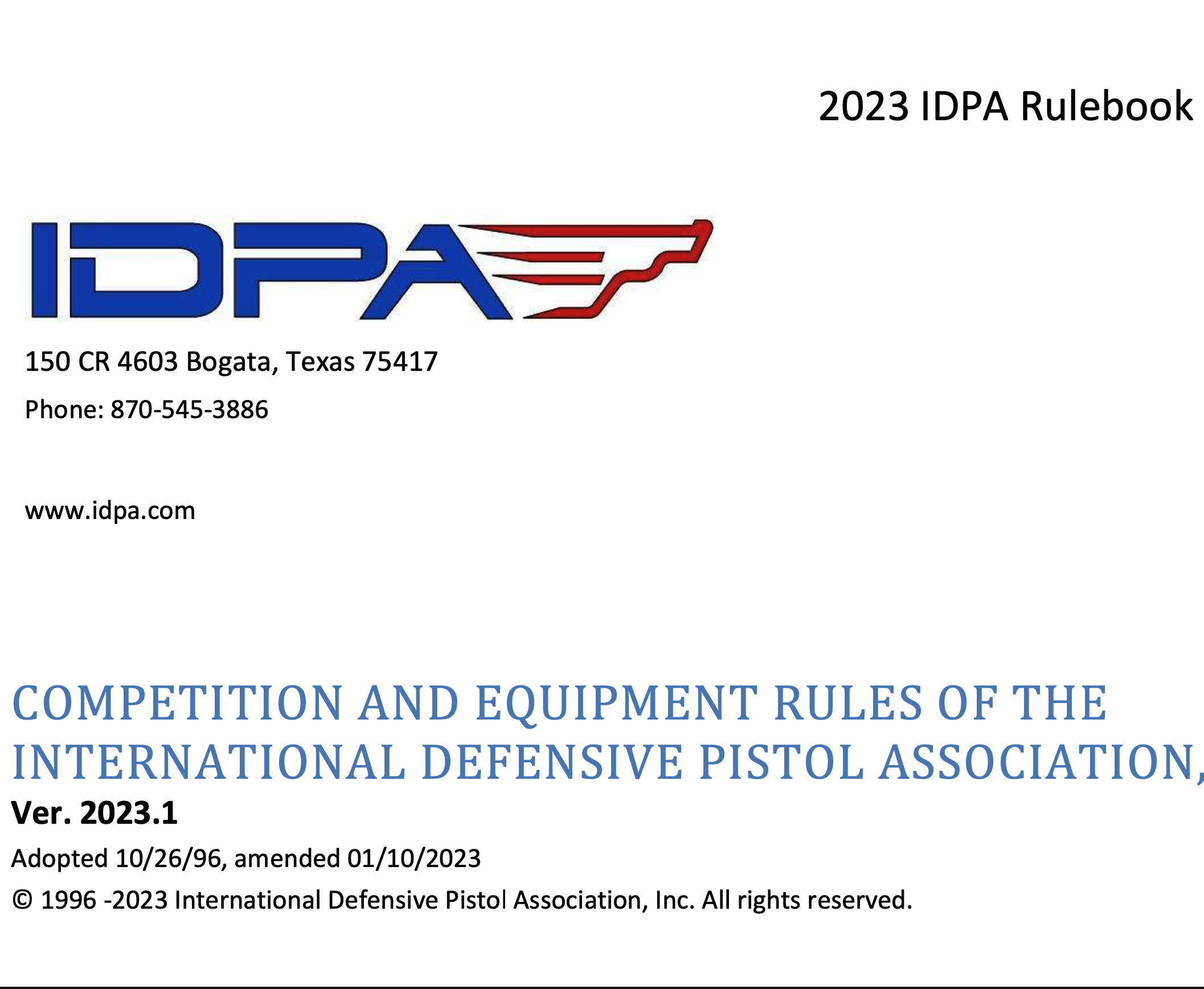 IDPA World Championship Date Change International Defensive Pistol